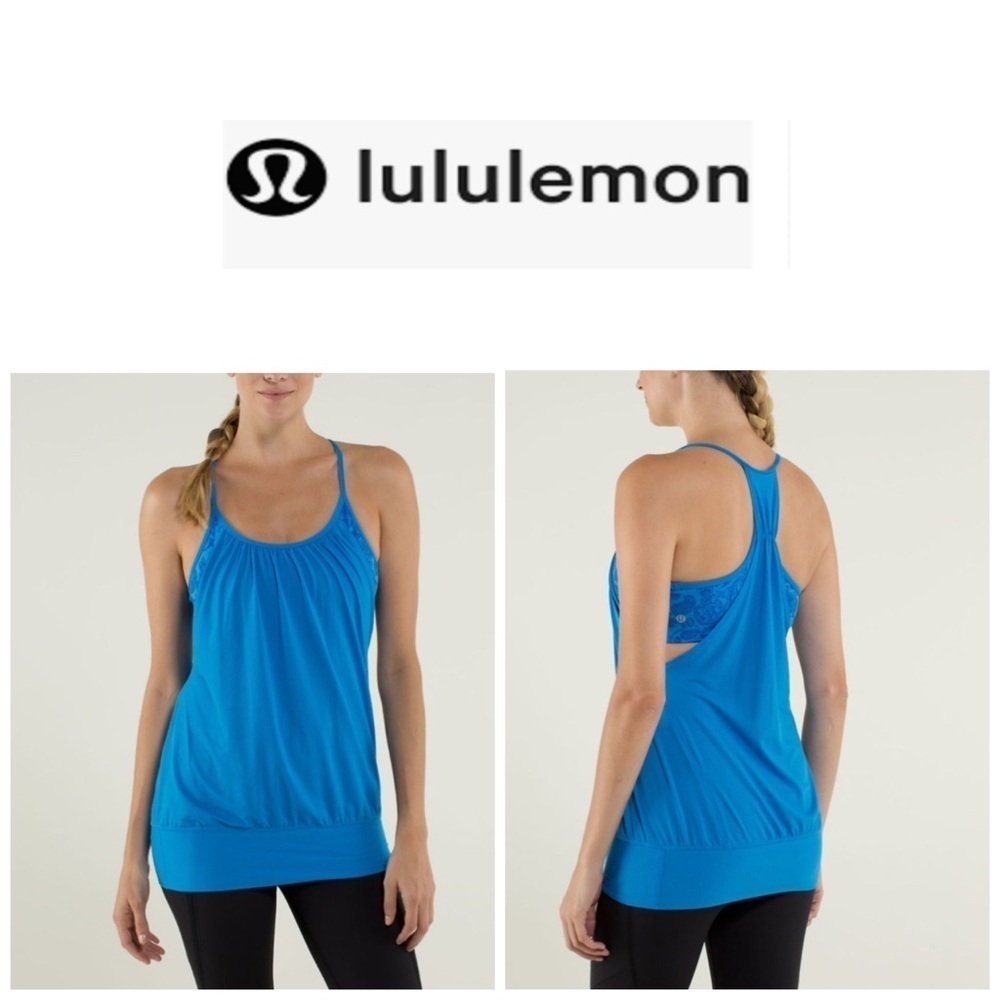 lululemon Athletica No Limits Tank Cornflower/Paisley Vibrant Blue Tank Top